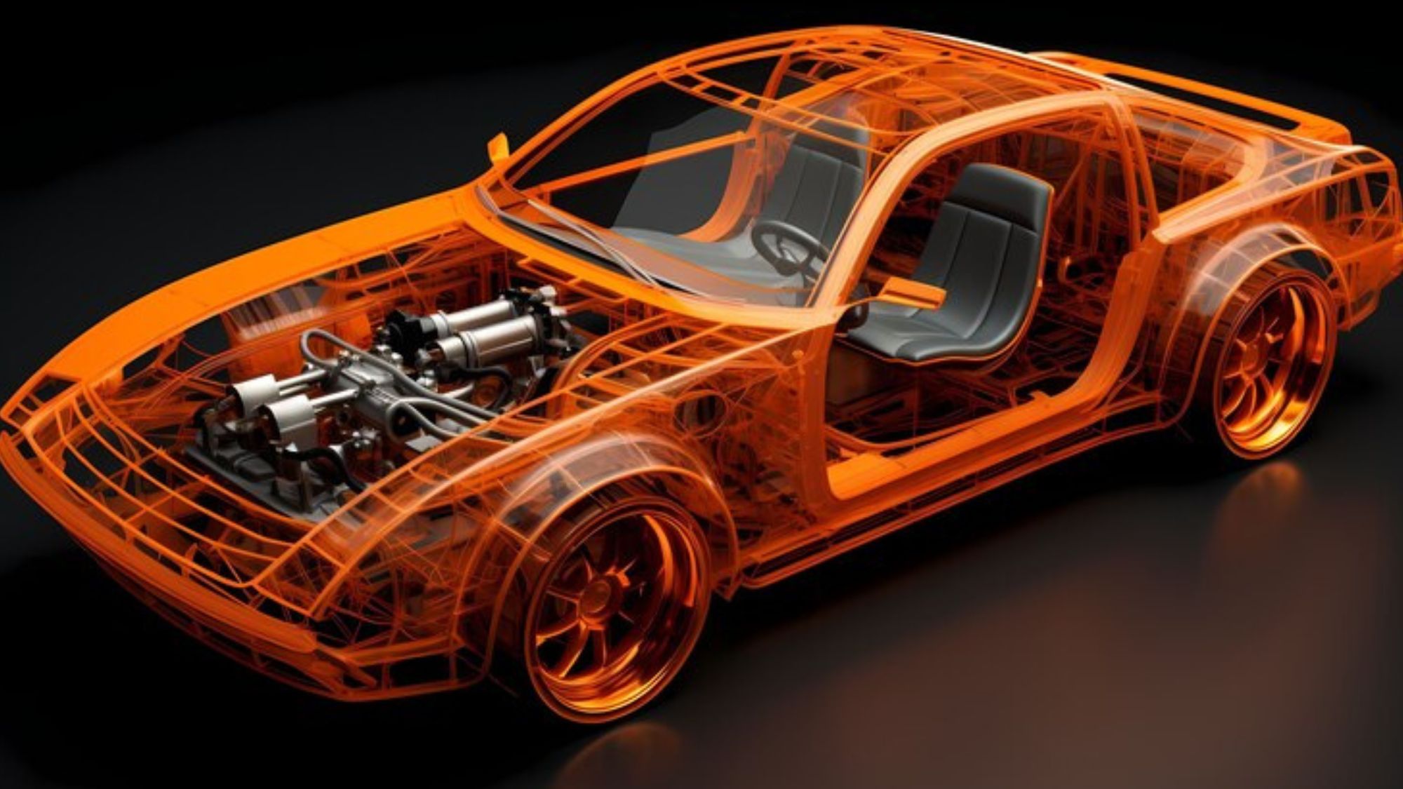 A 3D car frame showing the importance of car body & frame for the success of MOT tests