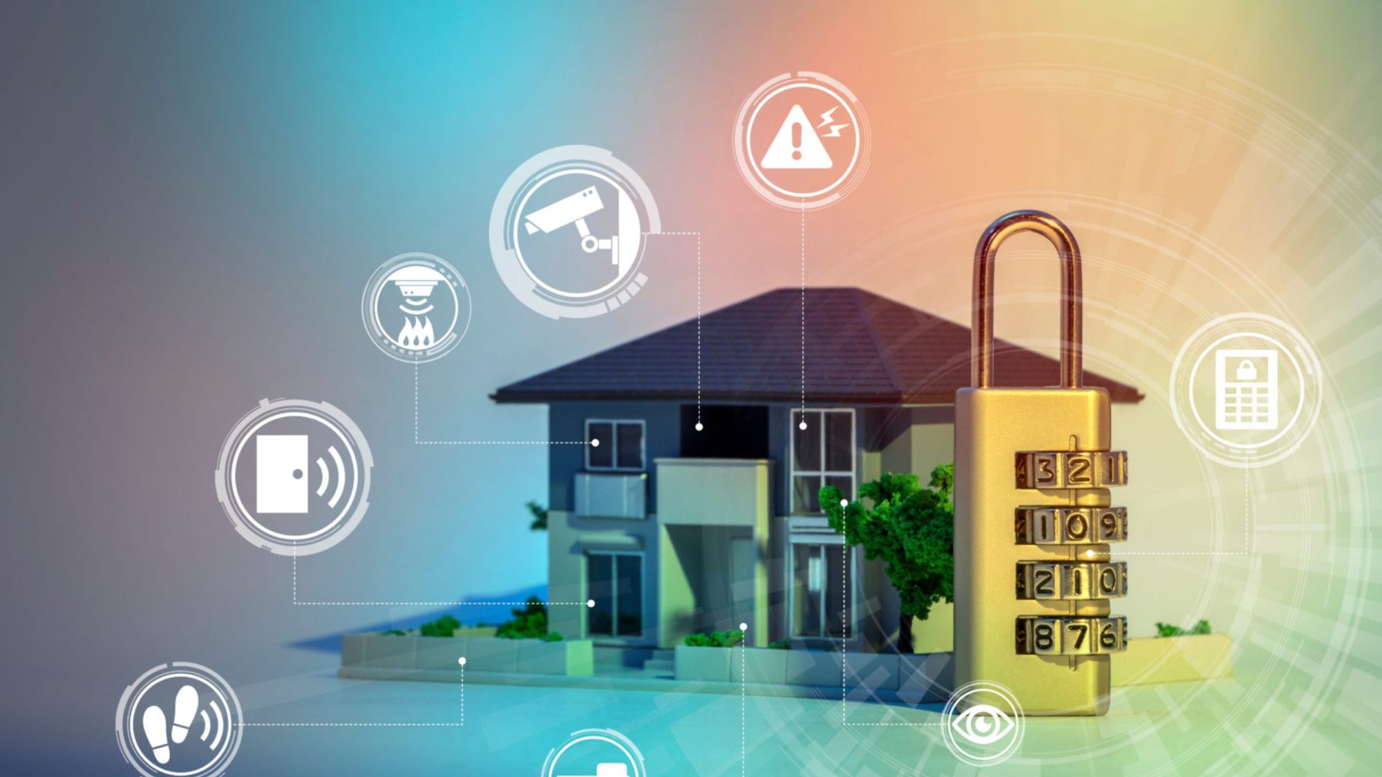 A digital house symbolizing latest technologies on premises safety